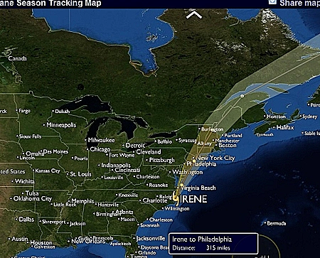 מעקב אחרי איירין באתר Storm pulse