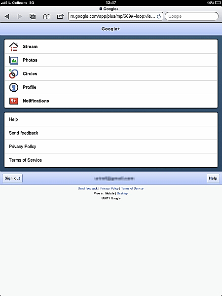 גוגל פלוס לאייפד - ללא אפליקציה