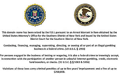 הודעת ה-FBI באתרי הימורים שנסגרו