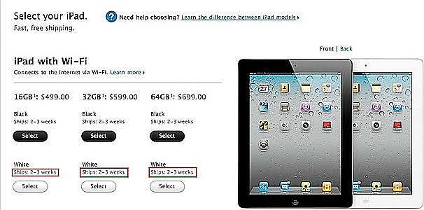 עיכובים באספקת אייפד 2 המוזמן ברשת
