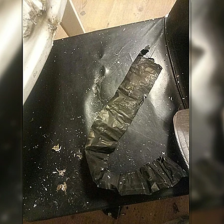 סוללת המכשיר ה- V10 LG  אחרי שהתלקחה