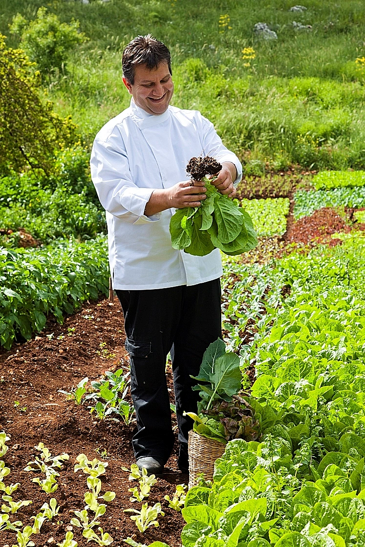 שף חיים טיבי בגינה האורגנית במצפה הימים