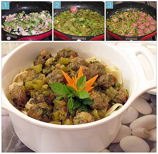 פסטה עם קציצות בשר