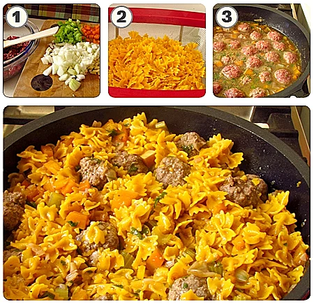 כדורי בשר עם פסטה