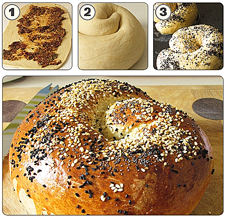 חלת שבלול במילוי עגבניות מיובשות