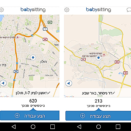 כמה בייביסיטרים יש באשדוד וחולון?