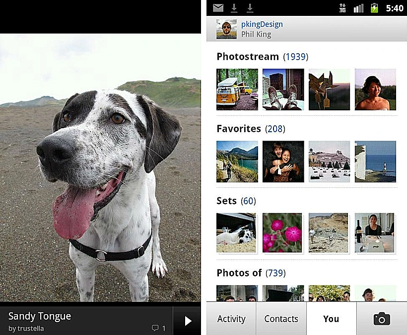 אפליקציית Flickr לאנדרואיד