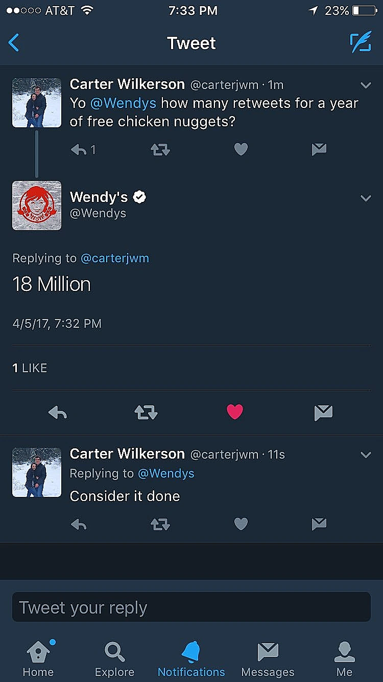 הציוץ של קרטר ווילקרסון ששבר את שיא הריטוויטים של כל הזמנים