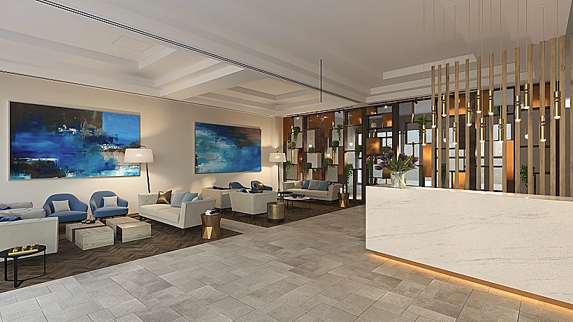 לובי דיור מוגן בכפר שמריהו, עם טיטו אדריכלים