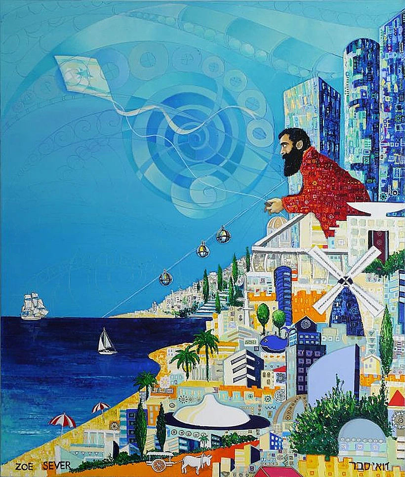 אם תרצו אין זו אגדה, תאודור הרצל, שמן ואקריליק על קנבס