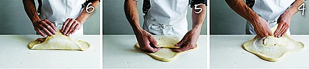 שלבים להכנת בצק עלים רבוך - 1-3