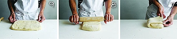 שלבים להכנת בצק עלים רבוך - 1-3