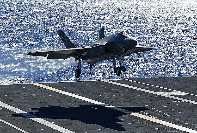 Wilson Makes The First Ever Landing Of The F 35c On An Aircraft Carrier Using Its Tailhook System, Off The Coast Of California