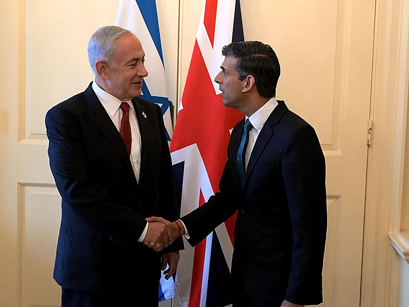 רה"מ נתניהו וראש ממשלת בריטניה רישי סונאק בדאונינג 10