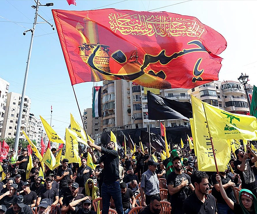הפגנה של תומכי חיזבאללה בלבנון. ארכיון