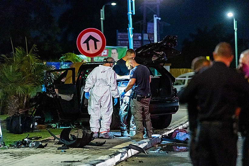 זירת הפיצוץ בכניסה למושב חצב