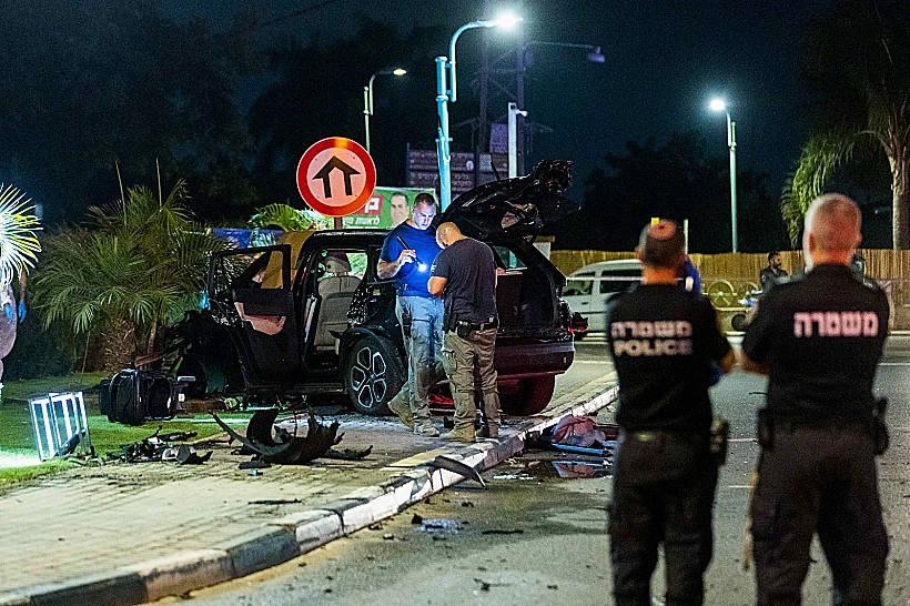 זירת הפיצוץ בכניסה למושב חצב