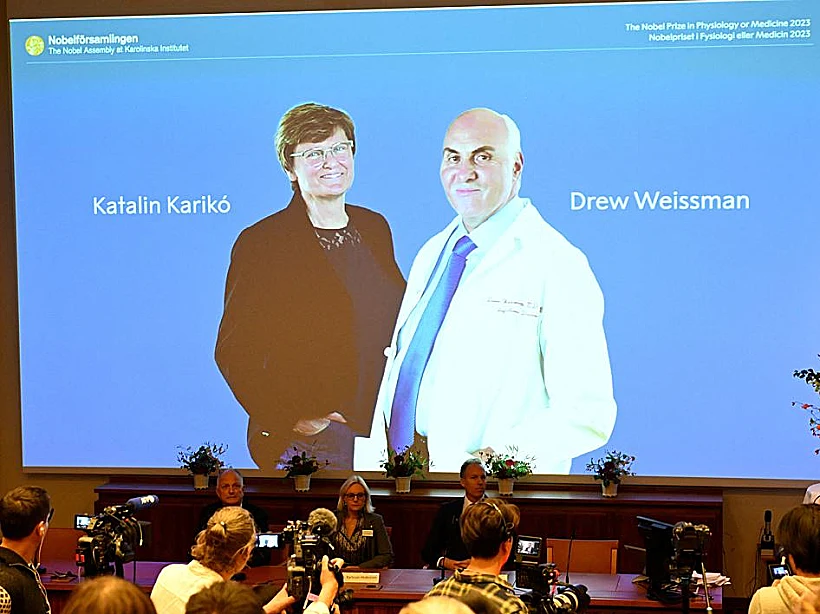 רגע ההכרזה על זוכי פרס נובל לרפואה ל-2023