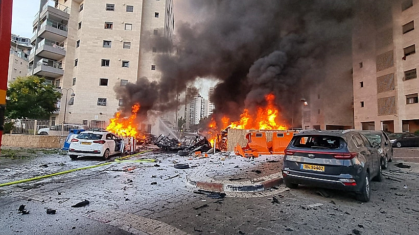 זירת נפילת רקטה באשקלון, 7 באוקטובר 2023