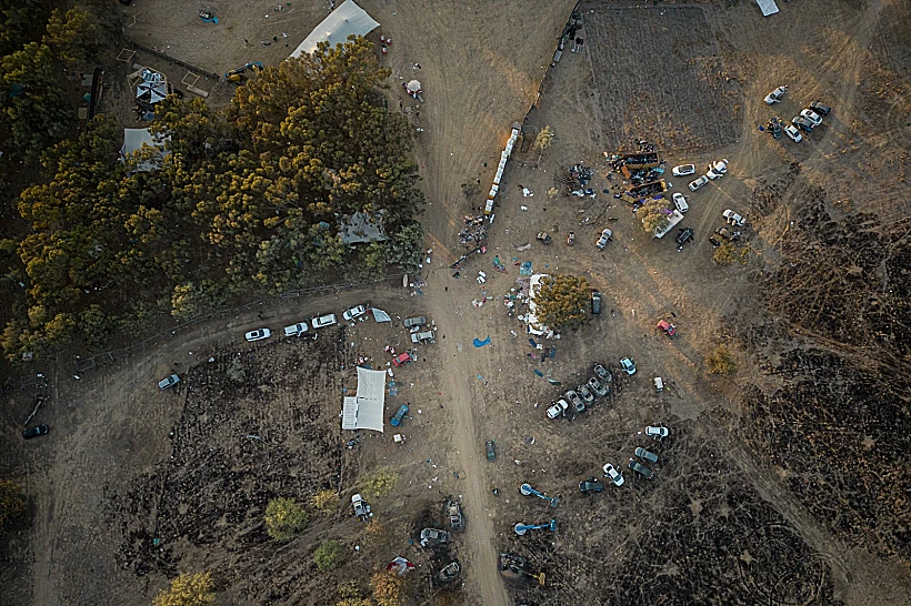 השטח בו בוצע הטבח במסיבת הטבע ליד רעים