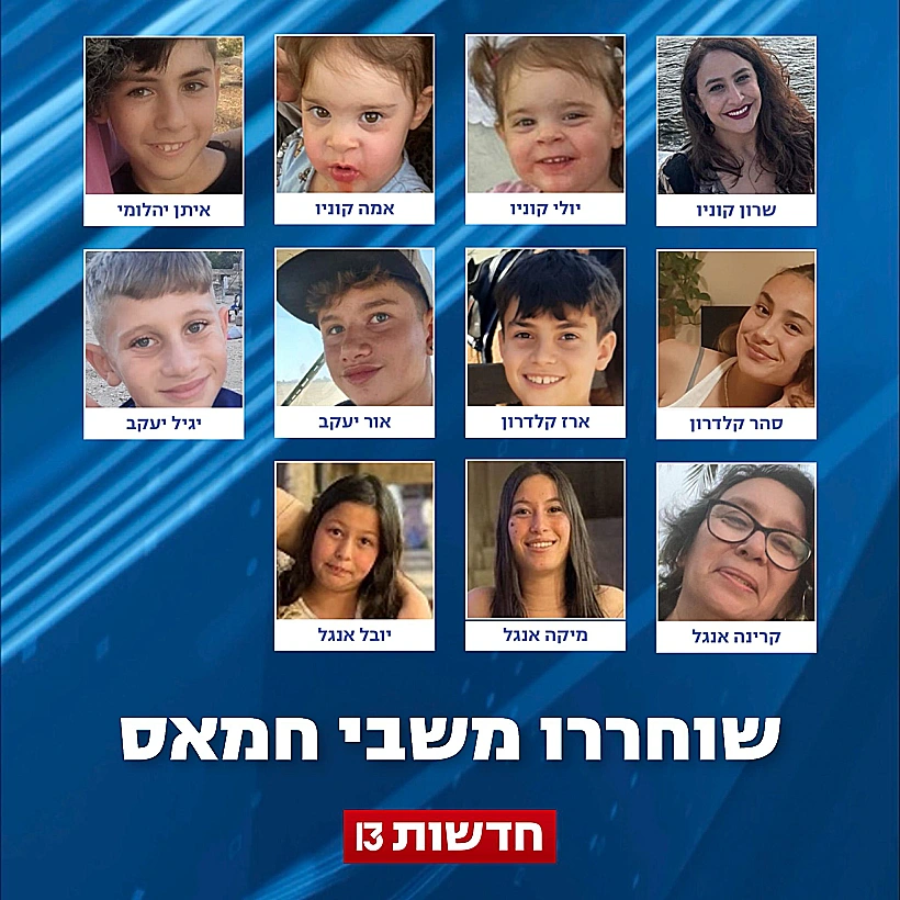 11 החטופים ששוחררו הערב בפעימה הרביעית