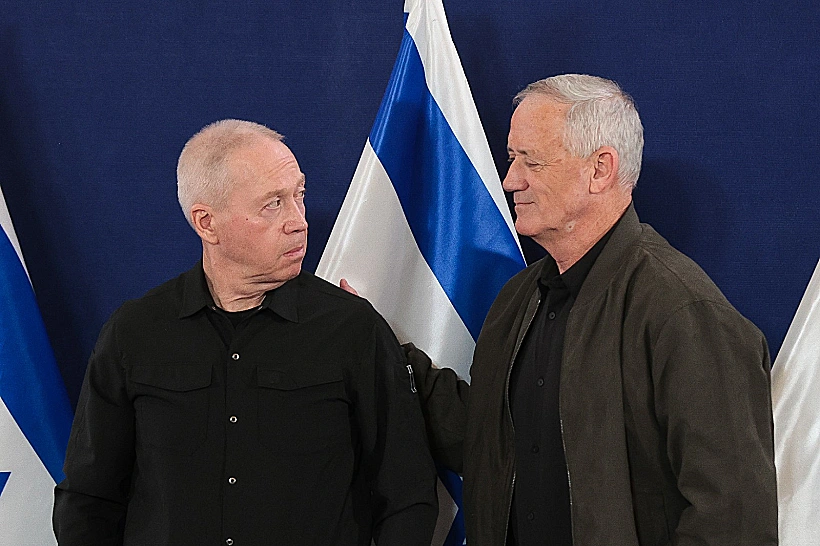 השרים גלנט וגנץ במסיבת העיתונאים