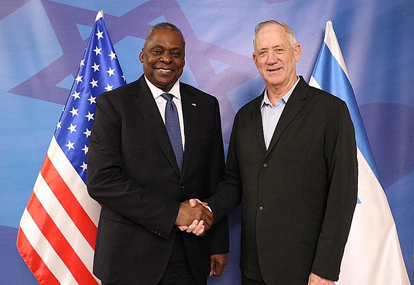 השר בני גנץ עם לויד אוסטין חרבות ברזל