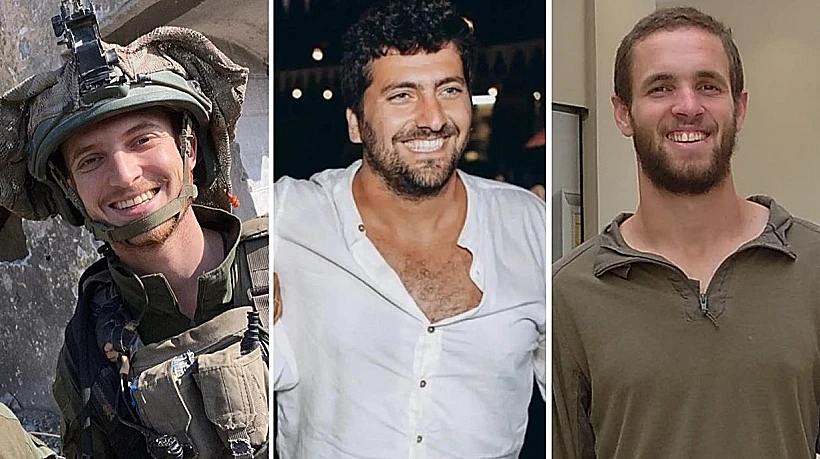 מימין: רס"ל (מיל') מעוז פניגשטיין, רס"ר במיל' דניאל יעקב בן הרוש, וסרן במיל' רותם יוסף לוי