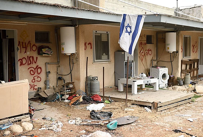 ההרס בכפר עזה ב-7 באוקטובר