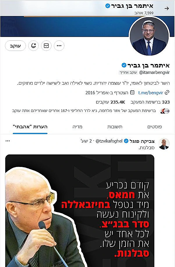 הציוץ של ח"כ פוגל: "נכריע את חמאס - ונעשה סדר בבג"ץ"