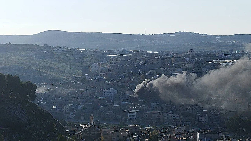 תיעוד פלסטיני של פיצוץ בית במחנה הפליטים נור א-שמס, סמוך לטולכרם