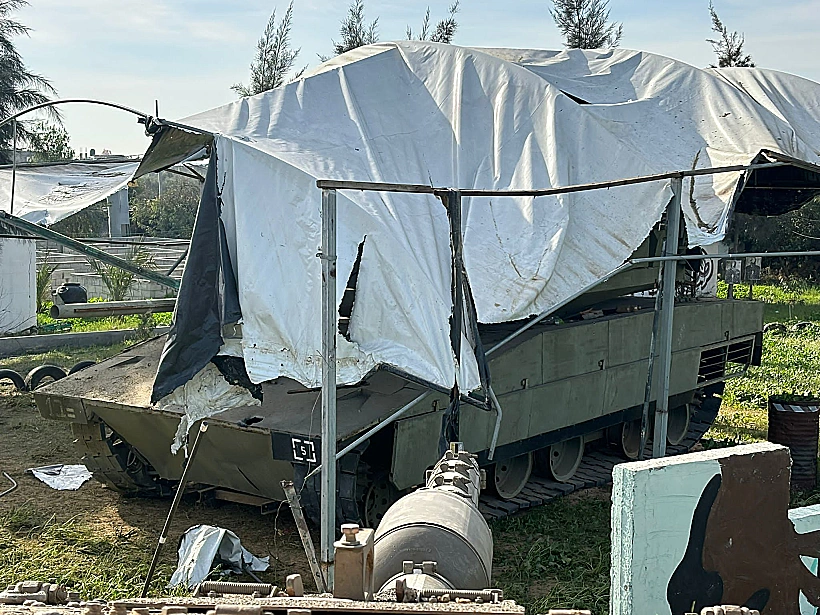 חרבות ברזל צה"ל חמאס דגם המדמה טנק צבאי שאותר מרחב ח'אן יונס