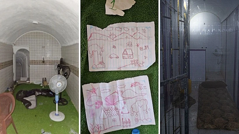 התמונות מתוך המנהרה שבה הוחזקו חטופים בח'אן יונס