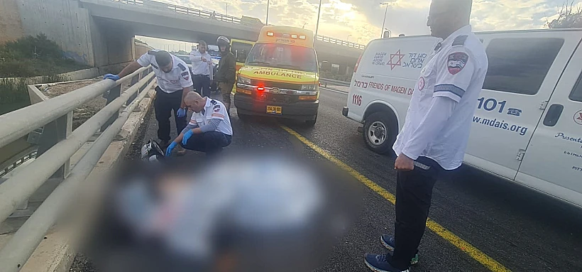 זירת התאונה בכביש 22