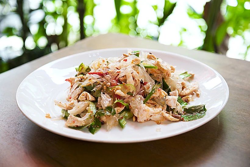 סלט כרוב, עוף ופומלה