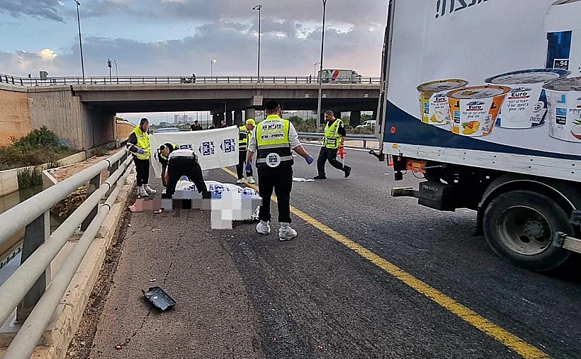 זירת התאונה בכביש 22