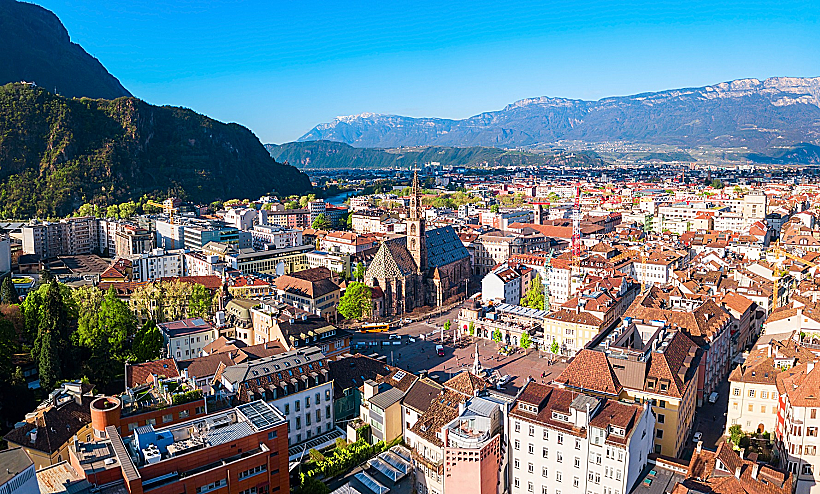 Bolzano,aerial,panoramic,view.,bolzano,is,the,capital,city,of