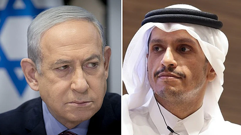 ראש ממשלת קטר מוחמד אל־תאני וראש הממשלה בנימין נתניהו