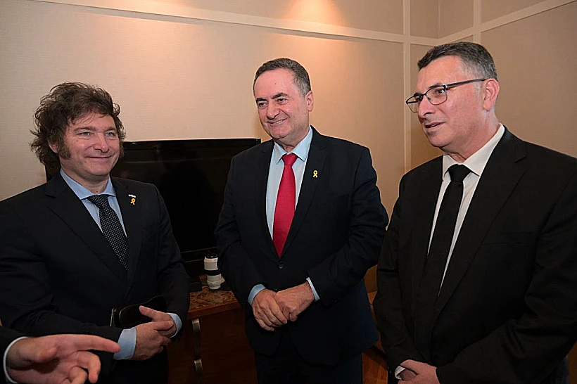 שר החוץ כ"ץ וח"כ סער עם נשיא ארגנטינה חאבייר מיילי