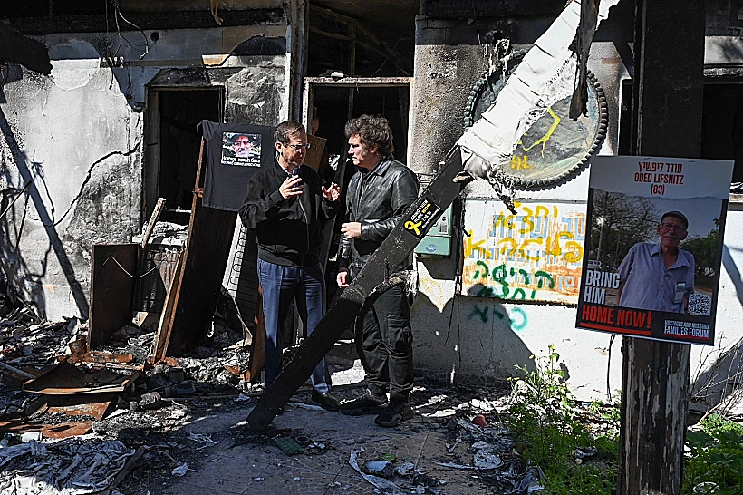 נשיא המדינה יצחק הרצוג ונשיא ארגנטינה חאבייר מיליי בניר עוז