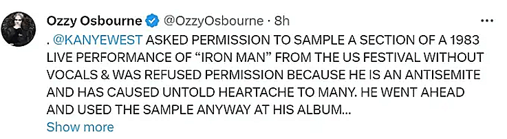 הציוץ של אוסבורן נגד קניה