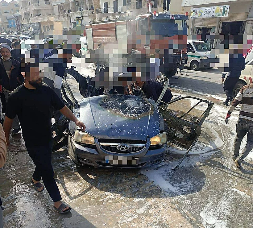 הרכב שהותקף מהאוויר בעיר צור שבדרום לבנון