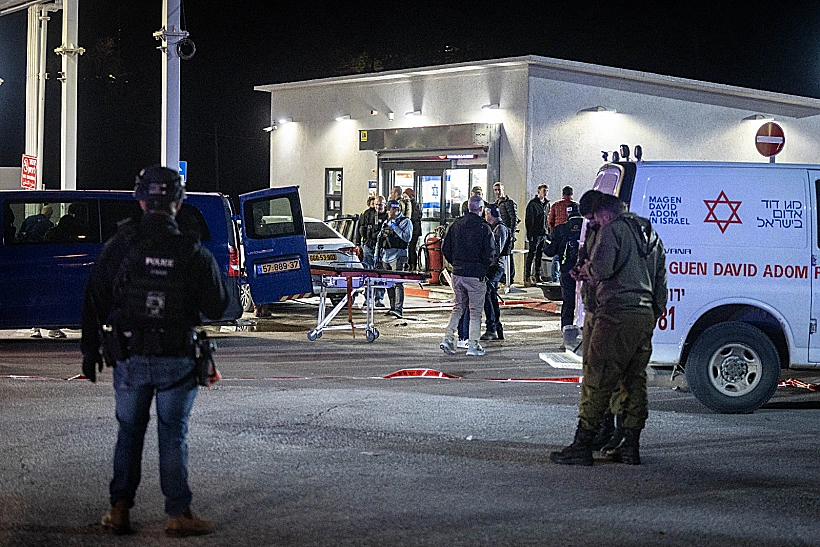 זירת הפיגוע בתחנת הדלק בכניסה לעלי