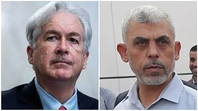 יחיא סינוואר וראש ה-CIA וויליאם ברנס