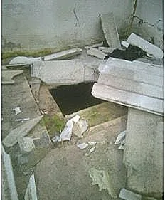 פיר מנהרה שהושמד בשכונת חמד עזה חמאס