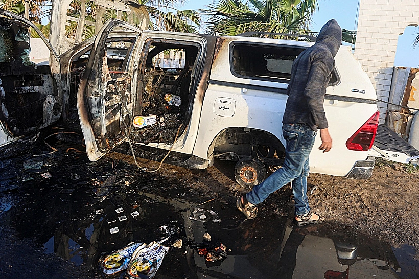 זירת תקיפת הרכב של ארגון הסיוע WCK במרכז הרצועה