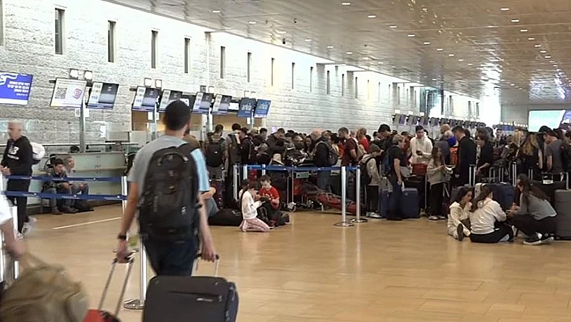 עומסים בנתב"ג אחרי התקיפה האיראנית על ישראל שדה טיסות נמל תעופה בן גוריון