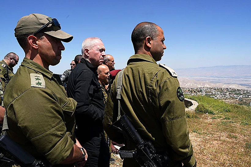 שר הביטחון יואב גלנט בזירת הרצח של בנימין אחימאיר