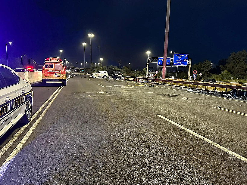 זירת התאונה הקטלנית בכביש 1