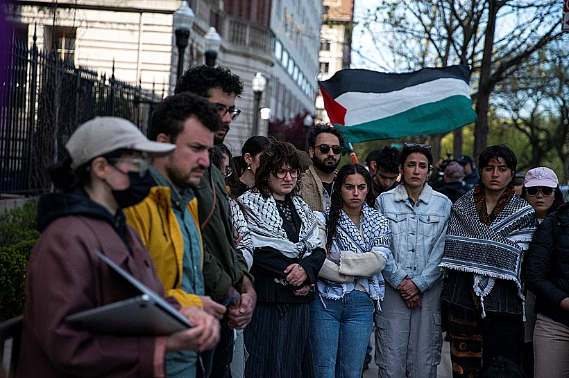 מפגינים פרו-פלסטינים באוניברסיטת קולומביה
